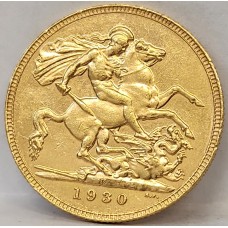 AUSTRALIA 1930 . ONE 1 SOVEREIGN . PERTH . GOLD
